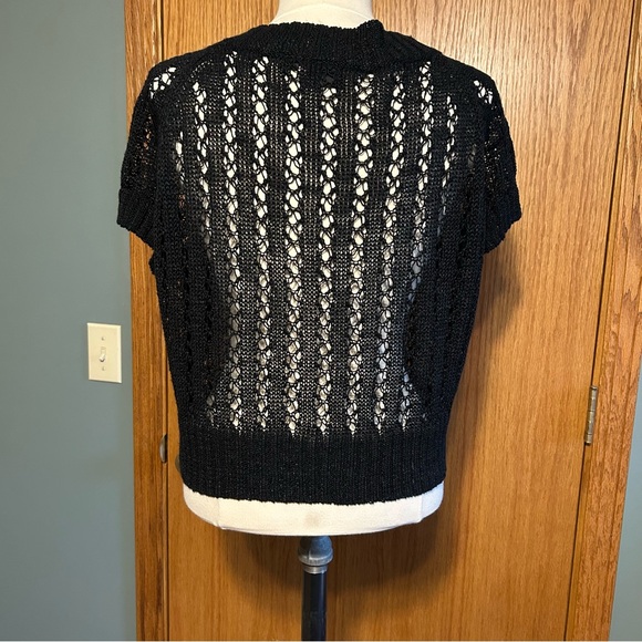 Tribal X-Large sweater Open Knit Short Sleeve Cardigan Crochet‎ whimsical - Picture 2 of 10